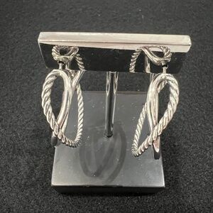 David Yurman Crossover Hoop Earrings Sterling Silver, 33.7mm w/ Polishing Cloth
